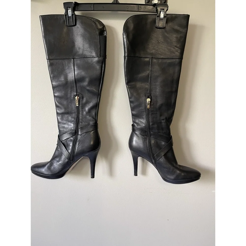 Women's Thin High Heel Boots,Leather Platform, Size 7 - Picture 3 of 9